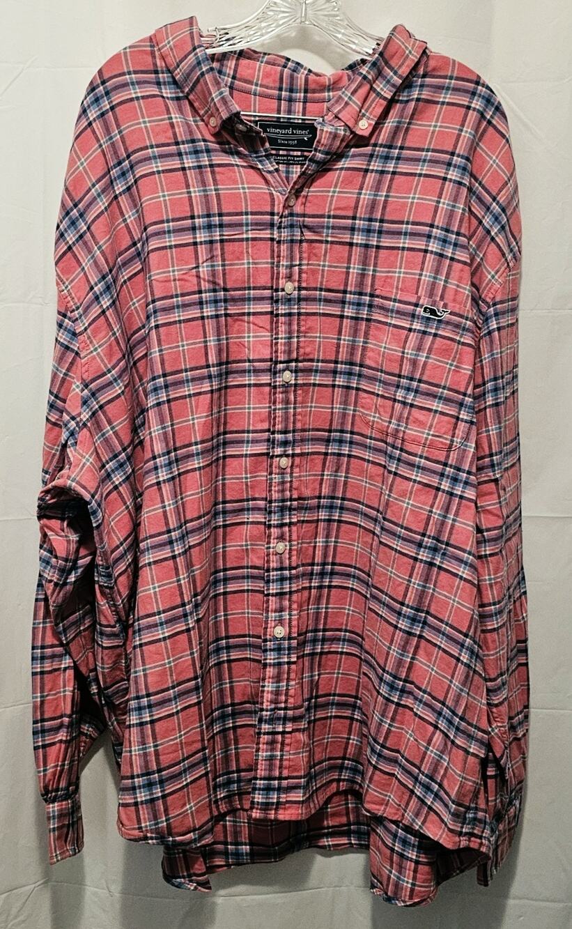 Vineyard Vines Mens Classic Fit Button Down Long Sleeve Shirt Sz 4XB Cotton Pink